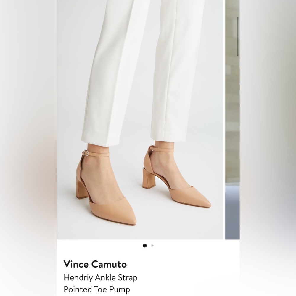 Vince Camuto Tan Pointed Toe Heels with Block Heel